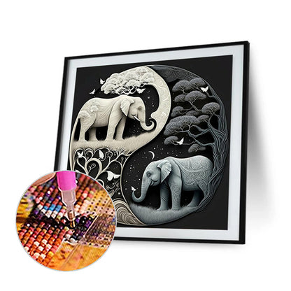 Elephant Yin Yang Diagram - Full Square Drill Diamond Painting 35*35CM