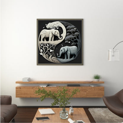 Elephant Yin Yang Diagram - Full Square Drill Diamond Painting 35*35CM