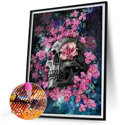 Flower Skull - Full Round Drill Diamond Painting 30*40CM