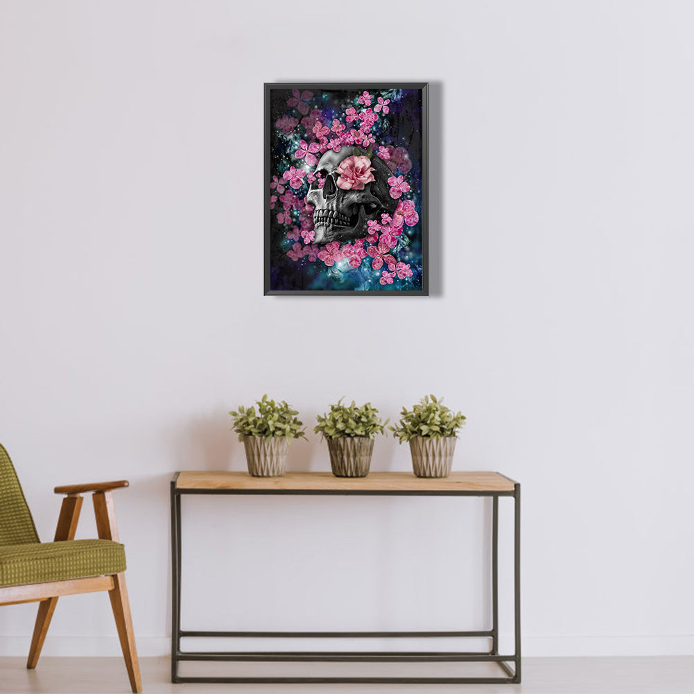 Flower Skull - Full Round Drill Diamond Painting 30*40CM