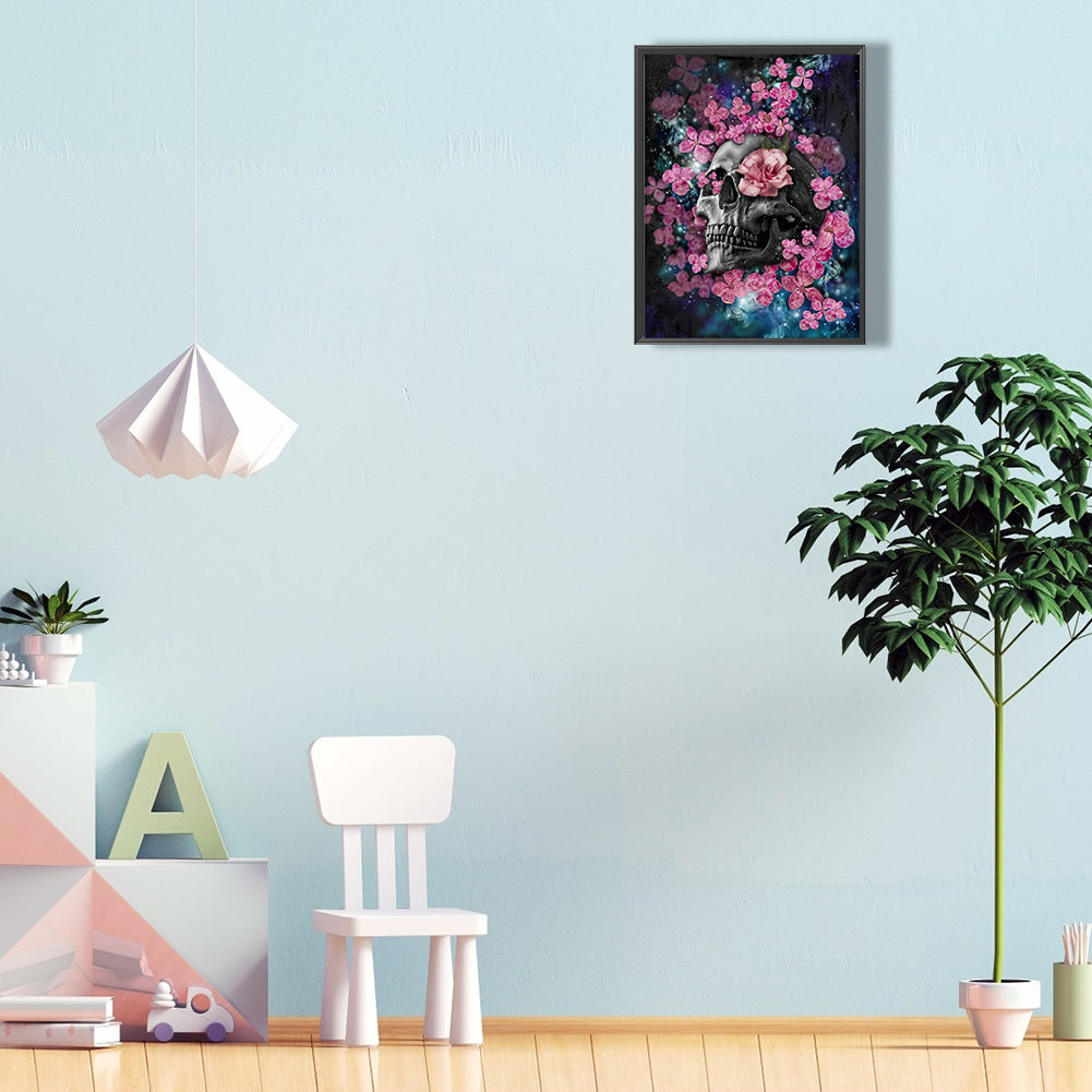 Flower Skull - Full Round Drill Diamond Painting 30*40CM