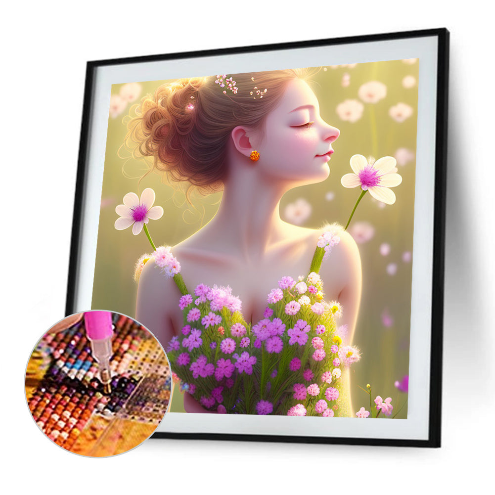 Flower Fairy - Full Round Drill Diamond Painting 30*30CM