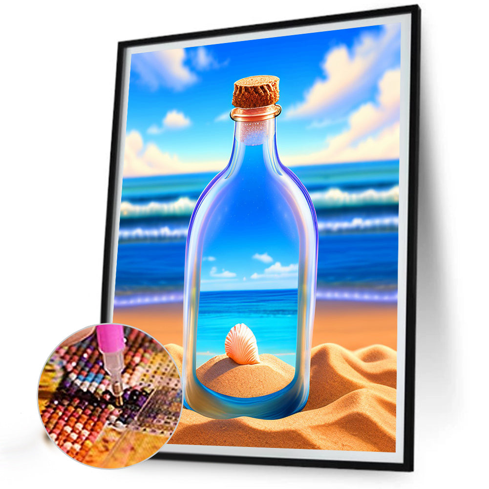 Beach Drift Bottle - Full Round Drill Diamond Painting 30*40CM