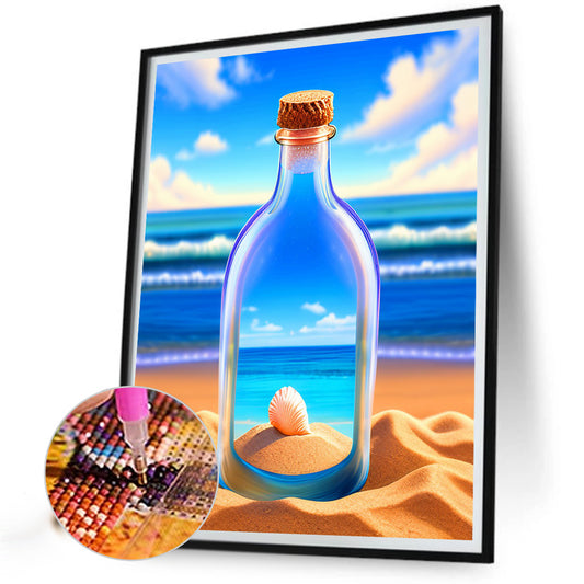 Beach Drift Bottle - Full Round Drill Diamond Painting 30*40CM