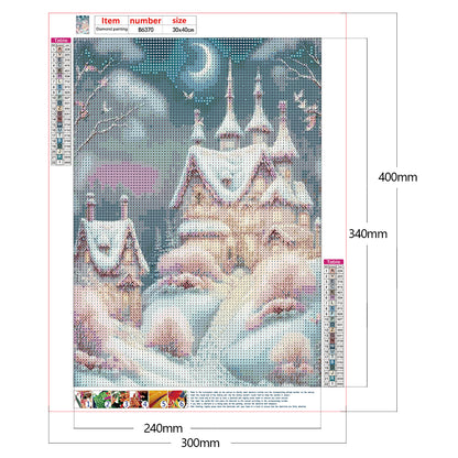 Pink Snowflake Castle - Full Round Drill Diamond Painting 30*40CM