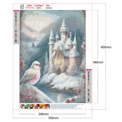 Pink Snowflake Castle - Full Round Drill Diamond Painting 30*40CM