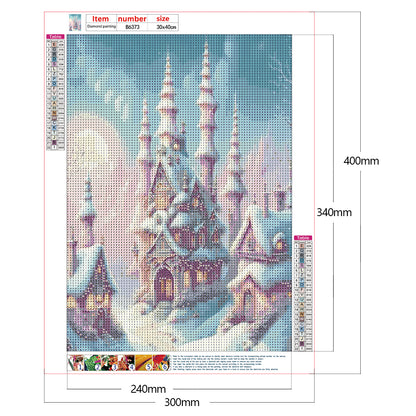 Pink Snowflake Castle - Full Round Drill Diamond Painting 30*40CM