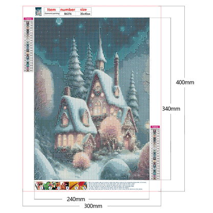 Pink Snowflake Castle - Full Round Drill Diamond Painting 30*40CM