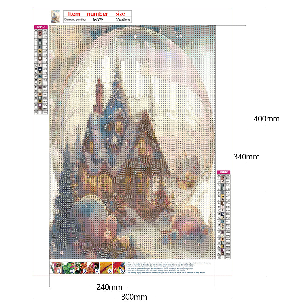 Pink Snowflake Castle - Full Round Drill Diamond Painting 30*40CM