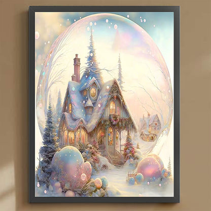 Pink Snowflake Castle - Full Round Drill Diamond Painting 30*40CM