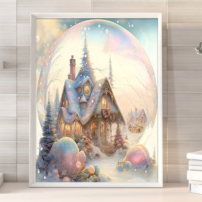 Pink Snowflake Castle - Full Round Drill Diamond Painting 30*40CM