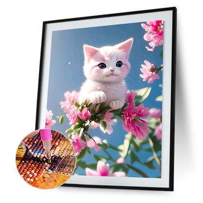 Cat On Branch - Full Round Drill Diamond Painting 30*40CM