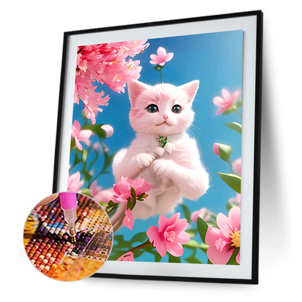 Cat On Branch - Full Round Drill Diamond Painting 30*40CM