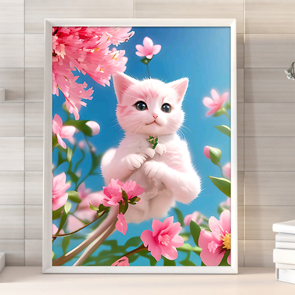 Cat On Branch - Full Round Drill Diamond Painting 30*40CM