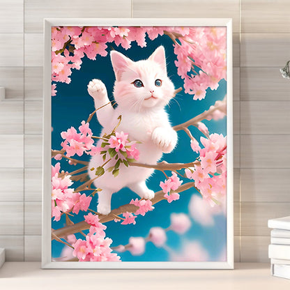 Cat On Branch - Full Round Drill Diamond Painting 30*40CM