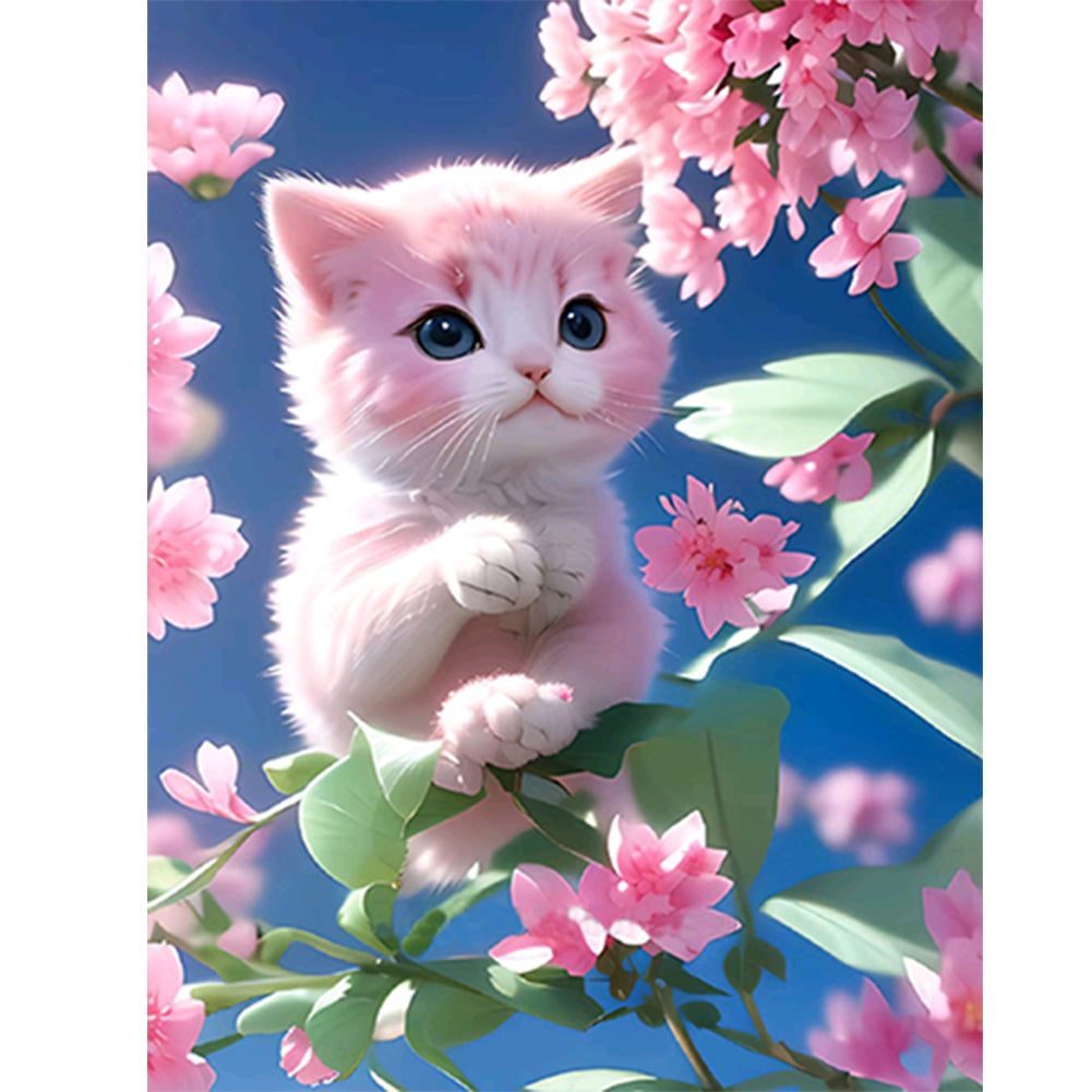 Cat On Branch - Full Round Drill Diamond Painting 30*40CM