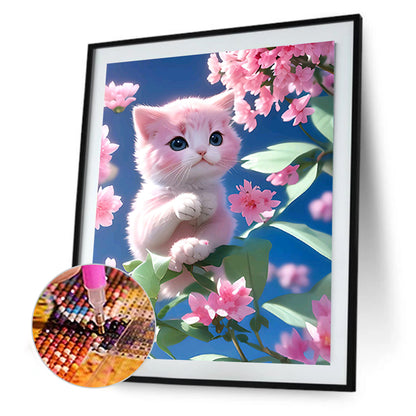 Cat On Branch - Full Round Drill Diamond Painting 30*40CM