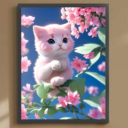 Cat On Branch - Full Round Drill Diamond Painting 30*40CM