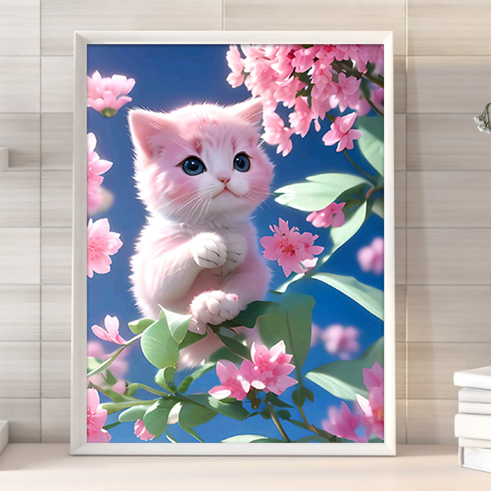 Cat On Branch - Full Round Drill Diamond Painting 30*40CM