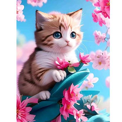 Cat On Branch - Full Round Drill Diamond Painting 30*40CM