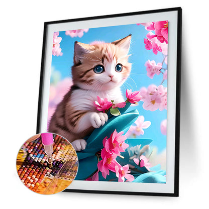 Cat On Branch - Full Round Drill Diamond Painting 30*40CM