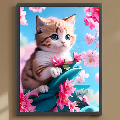 Cat On Branch - Full Round Drill Diamond Painting 30*40CM