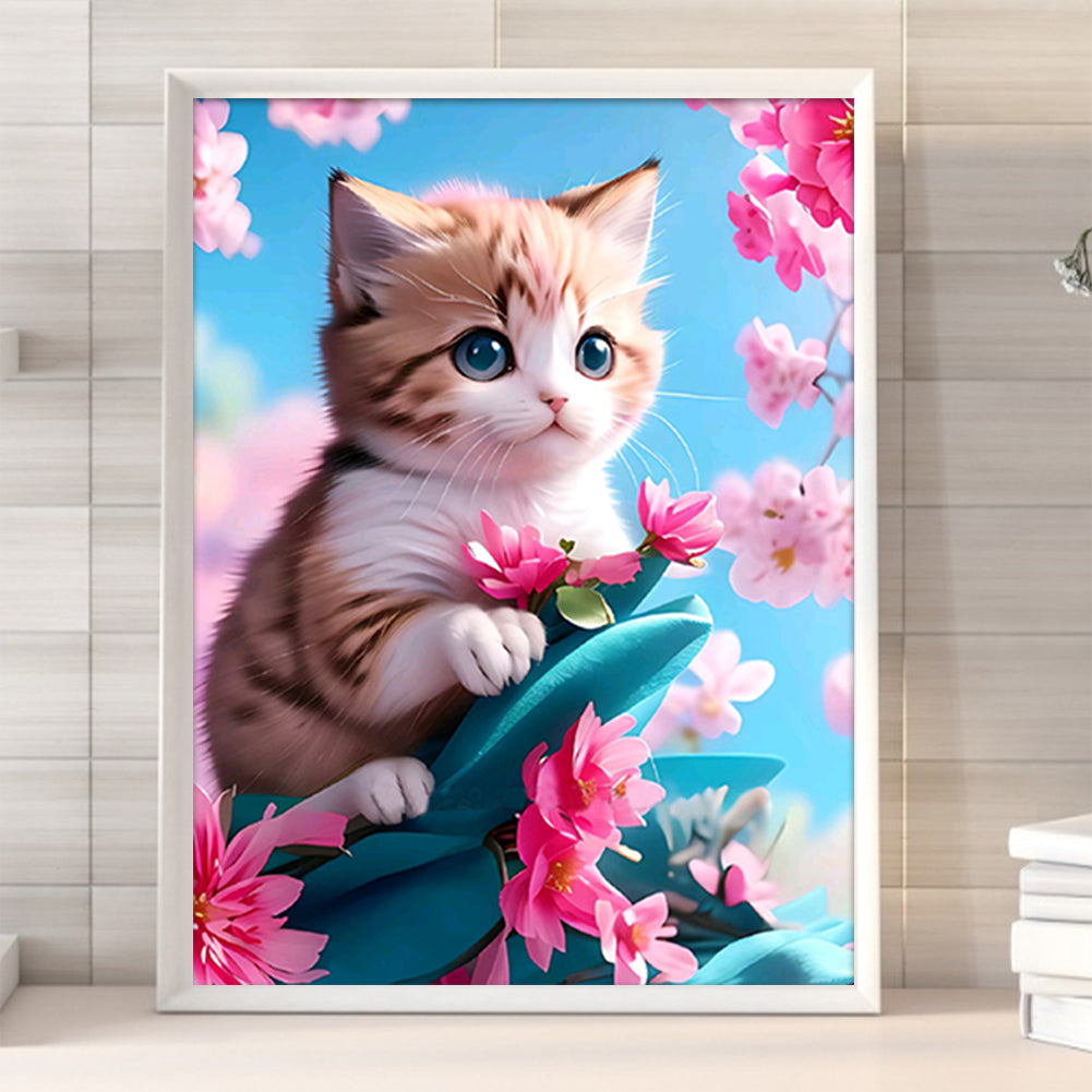 Cat On Branch - Full Round Drill Diamond Painting 30*40CM