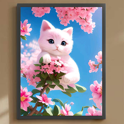 Cat On Branch - Full Round Drill Diamond Painting 30*40CM