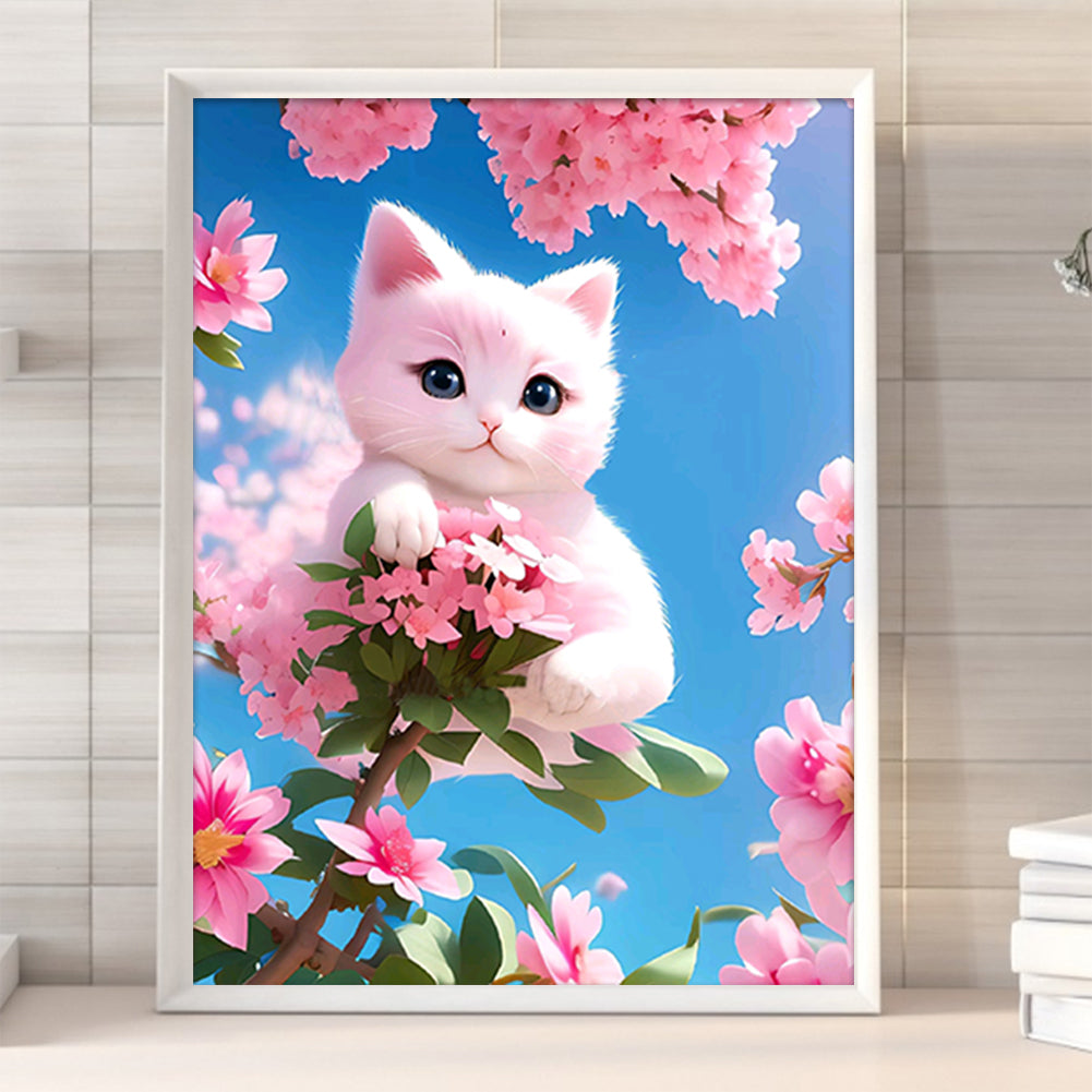 Cat On Branch - Full Round Drill Diamond Painting 30*40CM