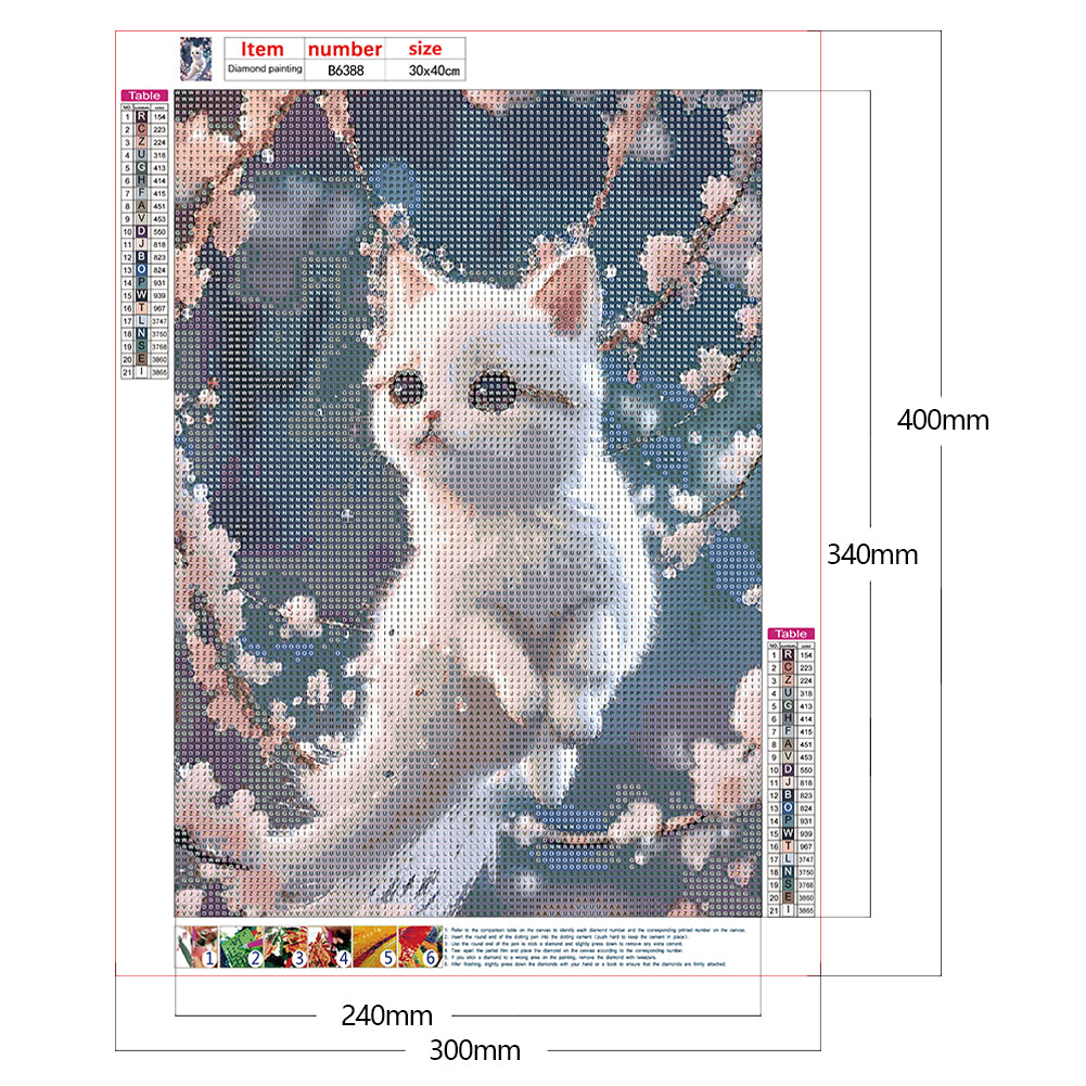 Cat On Branch - Full Round Drill Diamond Painting 30*40CM