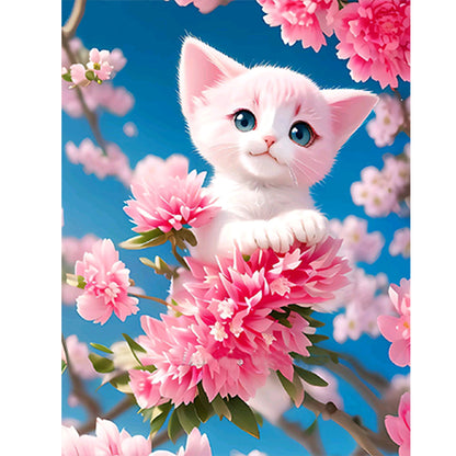 Cat On Branch - Full Round Drill Diamond Painting 30*40CM