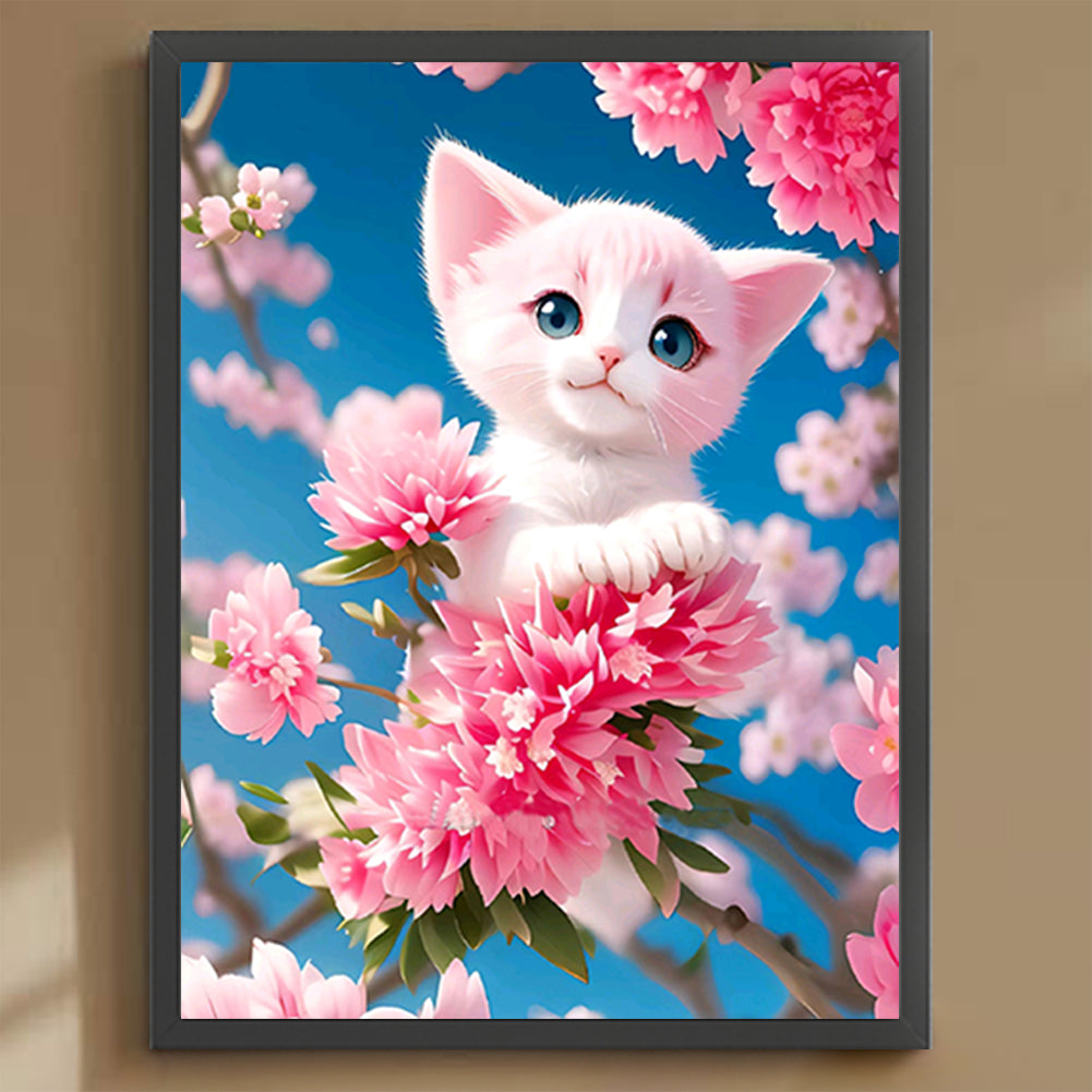 Cat On Branch - Full Round Drill Diamond Painting 30*40CM