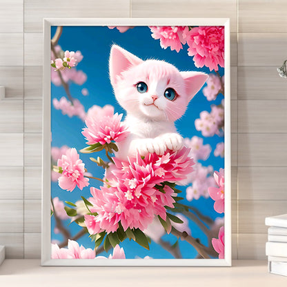 Cat On Branch - Full Round Drill Diamond Painting 30*40CM