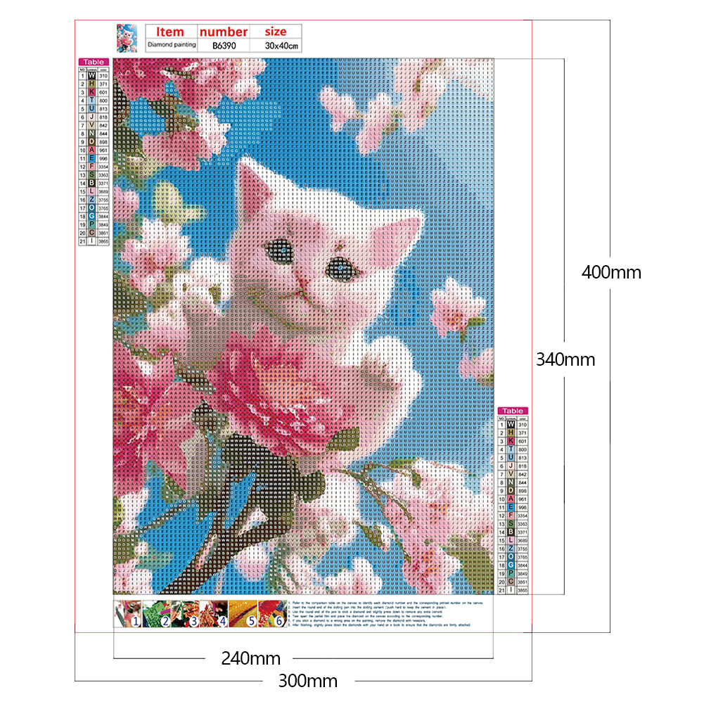 Cat On Branch - Full Round Drill Diamond Painting 30*40CM