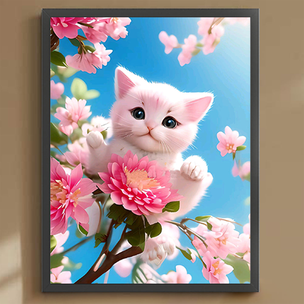 Cat On Branch - Full Round Drill Diamond Painting 30*40CM