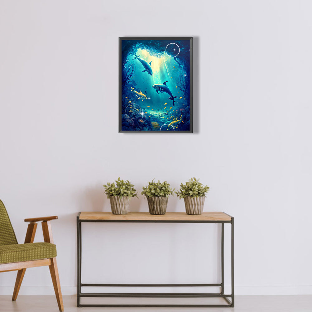 Deep Sea Dolphin - Full Round Drill Diamond Painting 30*40CM