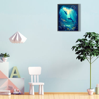 Deep Sea Dolphin - Full Round Drill Diamond Painting 30*40CM