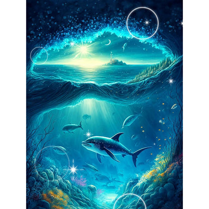 Deep Sea Dolphin - Full Round Drill Diamond Painting 30*40CM