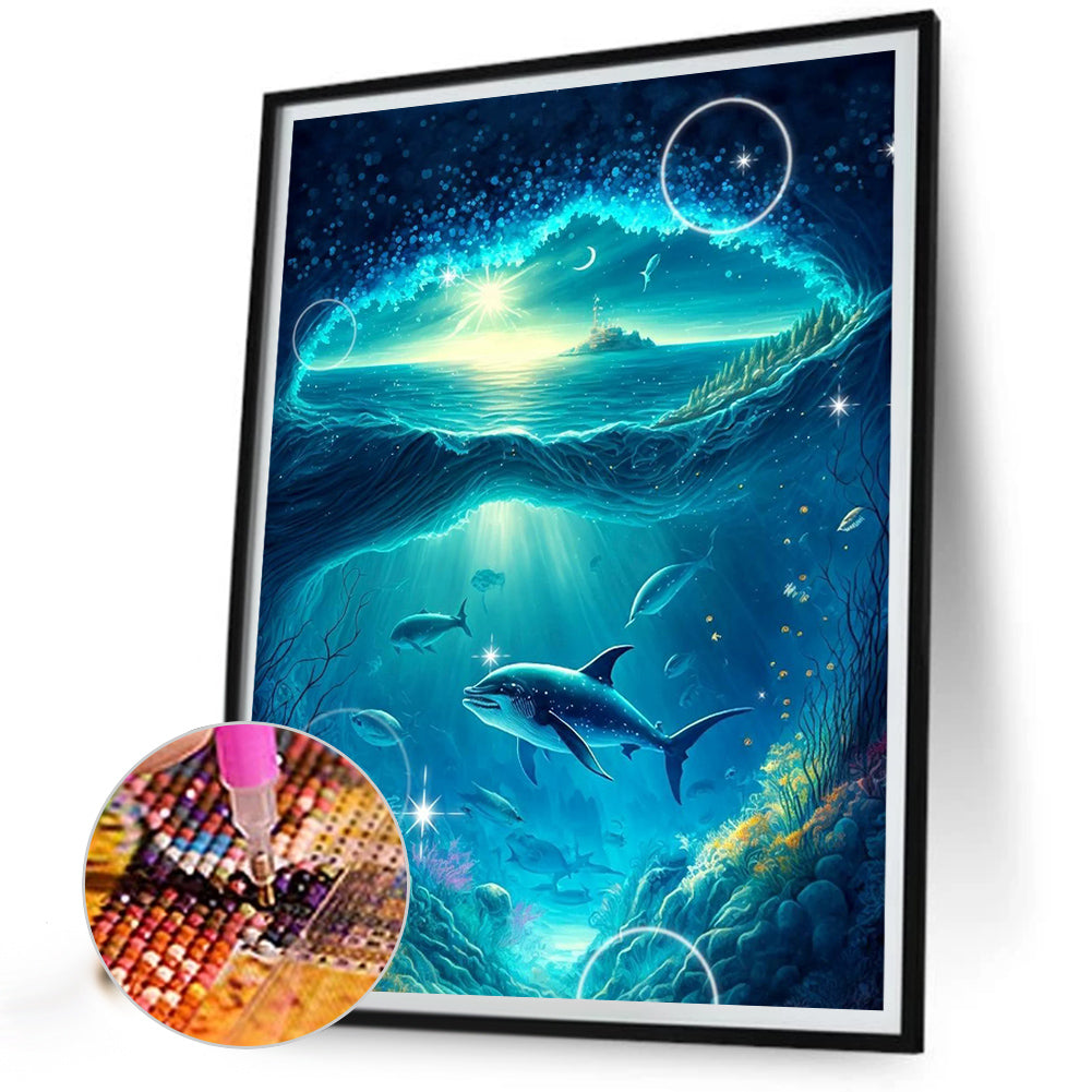 Deep Sea Dolphin - Full Round Drill Diamond Painting 30*40CM