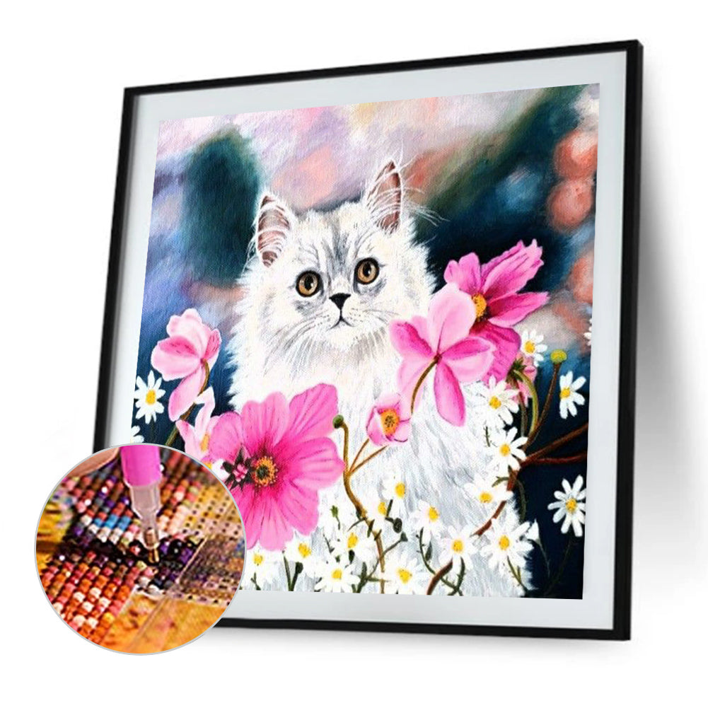 Cat - Full Round Drill Diamond Painting 35*35CM