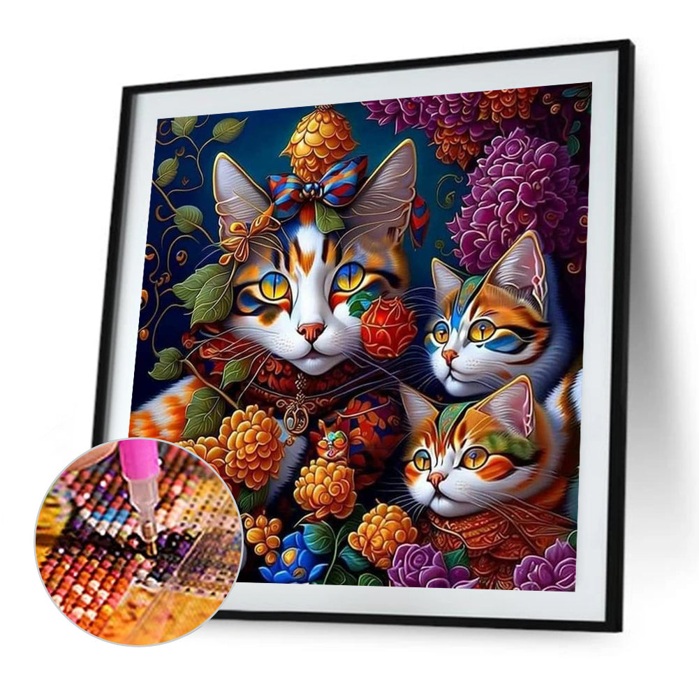 Cat - Full Round Drill Diamond Painting 35*35CM