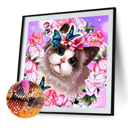 Cat - Full Round Drill Diamond Painting 35*35CM