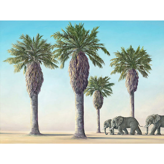 Palm Tree And Elephant - Full Round Drill Diamond Painting 35*30CM