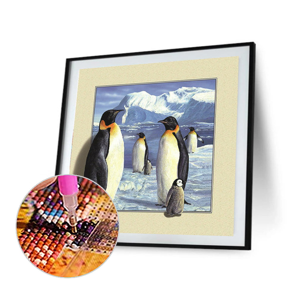 Snow Mountain Penguin - Full Square Drill Diamond Painting 30*30CM