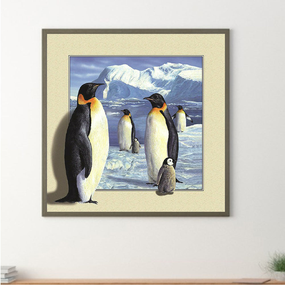 Snow Mountain Penguin - Full Square Drill Diamond Painting 30*30CM