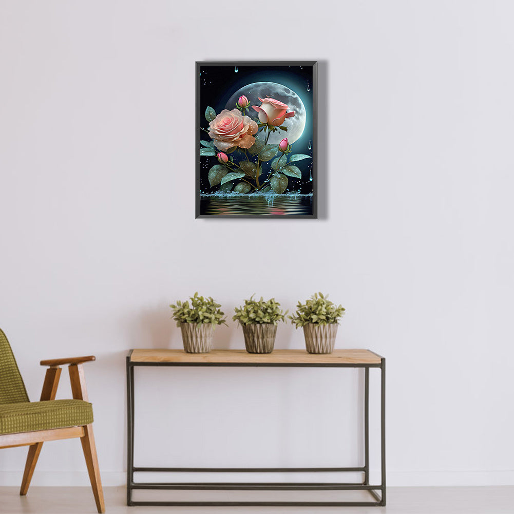 Moonlight Rose - Full Round Drill Diamond Painting 30*40CM