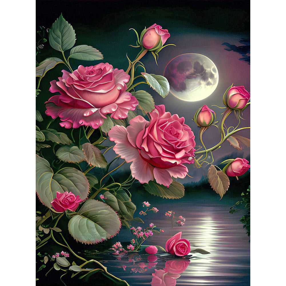 Moonlight Rose - Full Round Drill Diamond Painting 30*40CM