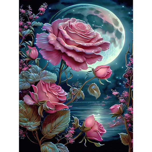 Moonlight Rose - Full Round Drill Diamond Painting 30*40CM