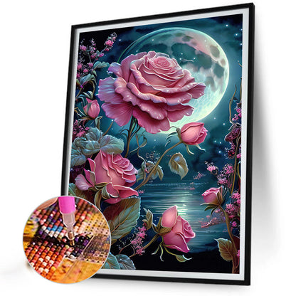 Moonlight Rose - Full Round Drill Diamond Painting 30*40CM