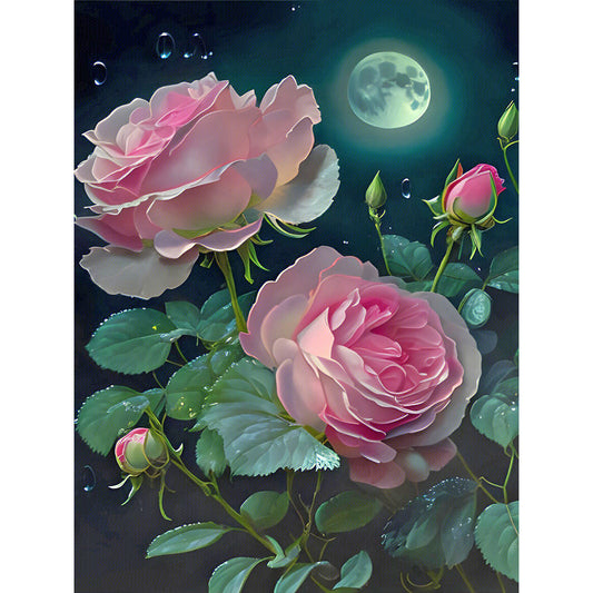 Moonlight Rose - Full Round Drill Diamond Painting 30*40CM